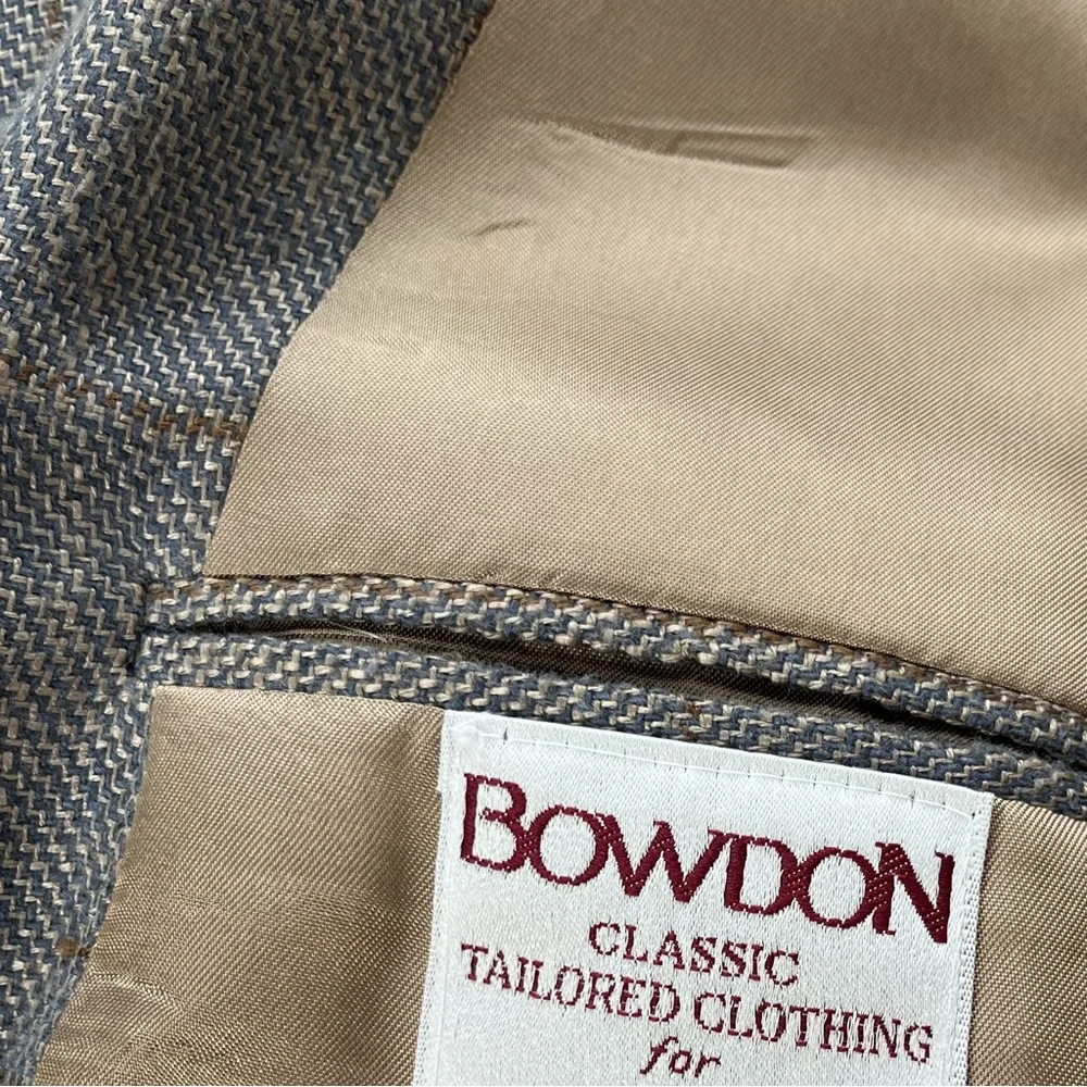 Bowdon Men’s Size 44R Gray Brown Tan‎ Plaid Single Breasted Button Blazer Jacket